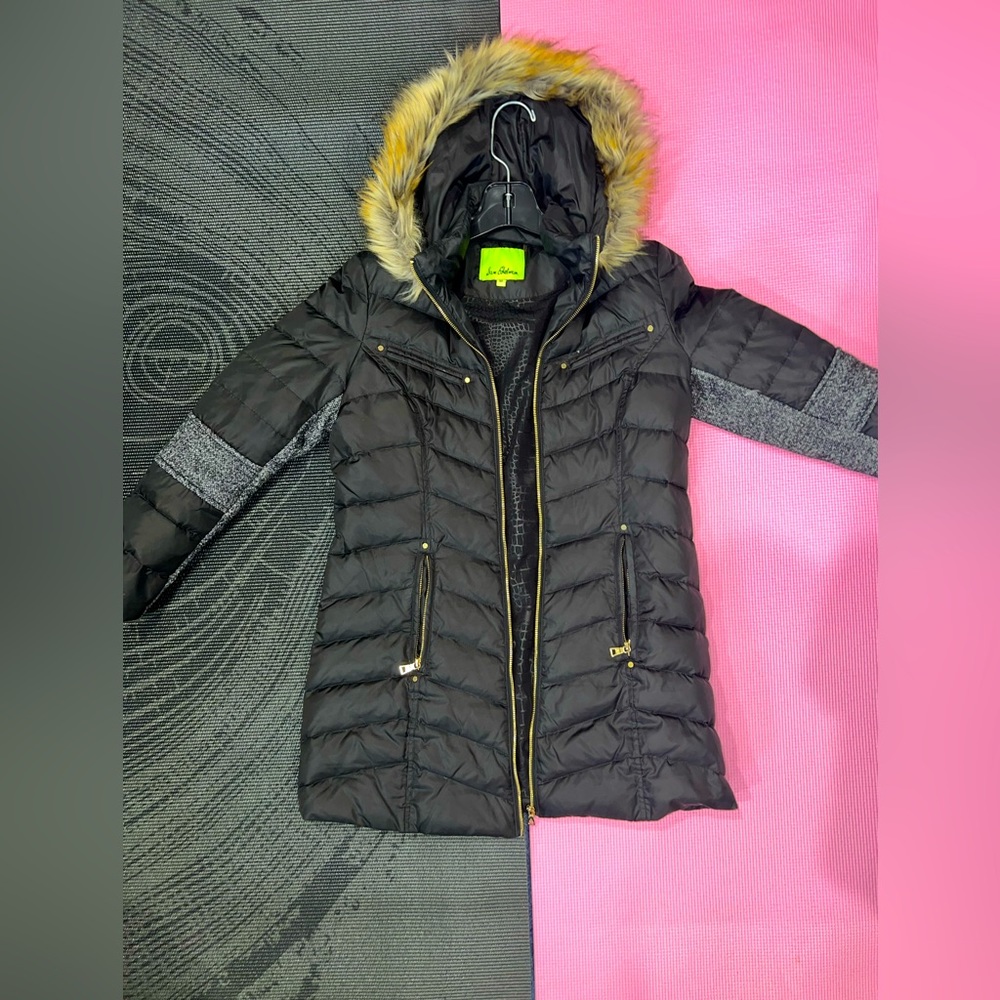 Sam Edelman Hooded Faux Fur Puffer above Knee Length